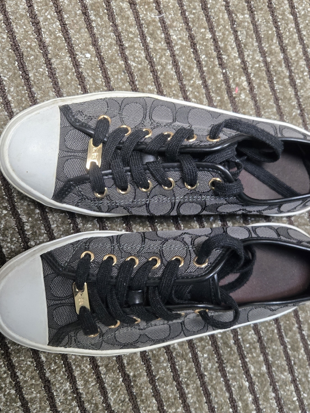 COACH Signature Gray and Black Lace-Up Sneakers - Picture 6 of 6